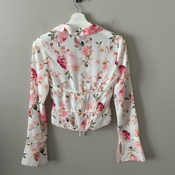 NWT Princess Polly Carnell Blouse Multi White Floral with Front Ties - Picture 9 of 13